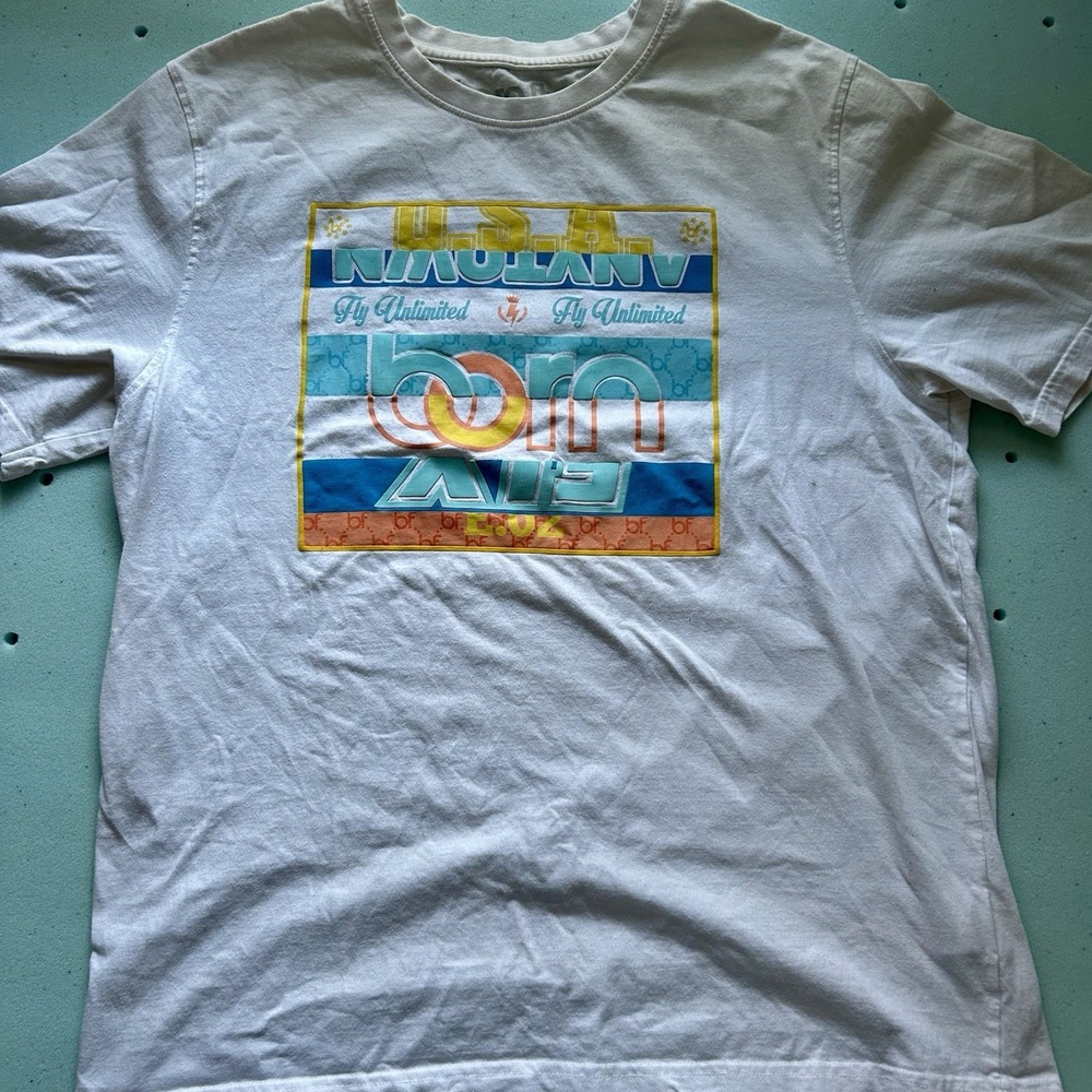 Born Fly Unlimited Men's T-Shirt Short Sleeve Crew Neck Size XL USA Anytown